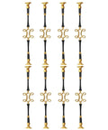 Hella Durable Adjustable Aluminum Balusters And Stair Spindles Set Of 8, black and gold spindles with intricate designs.