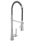 Precept Pull Down Kitchen Faucet With PowerInse Sprayer Chrome Finish 3 Function Spray in modern design, full view