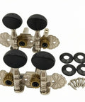 Upgrade Your Ukulele Game With These Smooth Black Machine Head Tuner Pegs Featuring Decorative Plates And Gear Action For Easy Installation And Perfect Sound Quality Every Time.