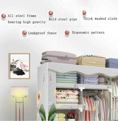 Heavy Duty Foldable Wardrobe With A Rock Solid Steel Frame Hella Spacious Portable Closet For Hanging Shirts Pants And All Daily Gear No Sweat Snap Together Setup Clean Blue Vibe
