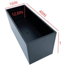 40 Inch Long Metal Rectangular Planter Box For Outdoor Patio Porch Black Modern Design Built To Last, top view with dimensions.