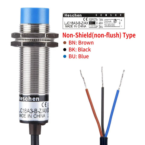 M18 Capacitive Proximity Sensor Switch Non Shield Type LJC18A3 B Z AX 10mm Sensing Range with labeled wires