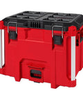 XL Heavy Duty Tool Box With Organizer Tray, IP65 Water And Dust Seal, Metal Reinforced Corners And Locking Points, front view.