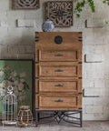 Wooden dresser with 4 Pack Black Cast Iron Drawer Pulls Beefy Heavy Duty Five Point Three Inch Long Rustic Vintage Cabinet Knobs