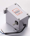12V/24V ADC120 Electronic Actuator Rotary Servo with Proportional Torque, ultra-compact, side angle, wiring, and label visible
