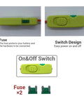 Battery Adapter Conversion Kit With Wire Terminals And Power Connector For DIY Ride On Trucks RC Cars And Robotics Toys Universal Battery Replacement Accessory featuring yellow on-off switch and fuse