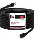 100 Ft Outdoor Extension Cord 12 Gauge 3 Conductor SJTW Heavy Duty Power Cable With 3 Prong Grounded Plug, coiled, with label
