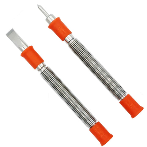 Two Piece Hammerless Five Sixteenth Inch Cold Chisel And One Eighth Inch Center Punch Set With Spring Loaded Rivet Removal