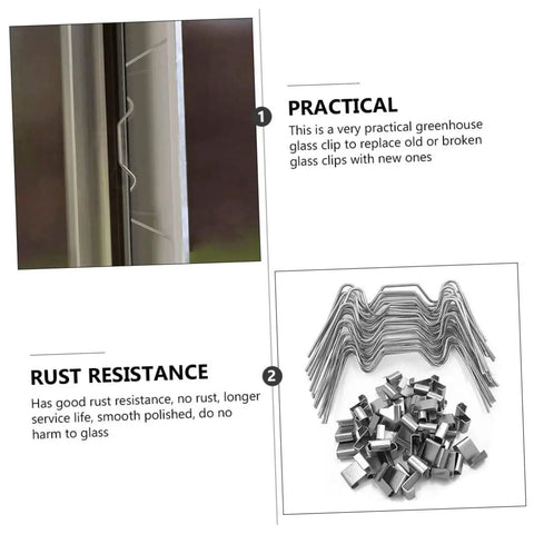 Glazing Clips Replacement Kit With 100 W Wire Z Type Clamps For Greenhouse Frame Panels And Brackets Easy Install Slick Durable Support Lightweight Yet Sturdy Construction For Quick Installation And Secure Glass And Panels In Any Greenhouse