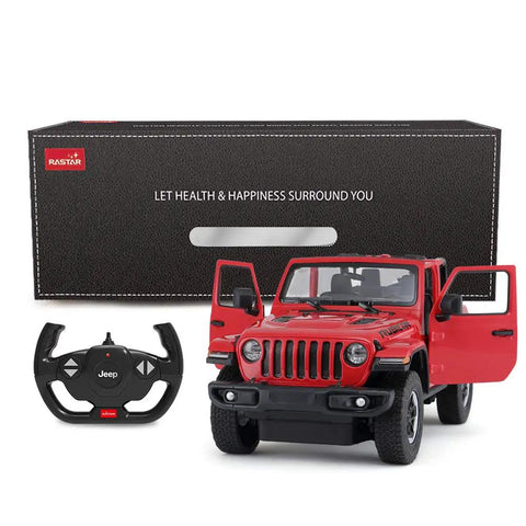 Off Road RC Jeep Wrangler JL 1 To 14 Scale Toy Car With Realistic Doors, Spring Suspension, LED Lights, And Remote Control