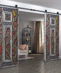 Floral Carved Barn Wood Door 71x34 Inch Rustic Farmhouse Entry Pantry Door Double Or Single Sliding Door No Glass No Hardware