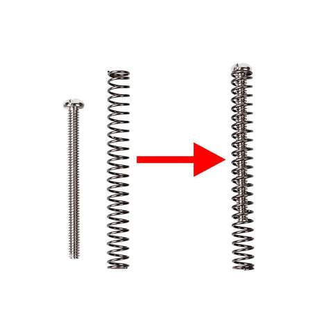 Badass Vintage Slotted Head Humbucker Pickup Height Mounting Screws And Return Springs For Gibson Emg Dimarzio Seymour Duncan guitars shown.