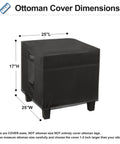 Waterproof Square Patio Ottoman Cover That Shields Against Rain And Sun UV Windproof All Weather Heavy Duty Outdoor Furniture Protector 25L By 25W By 17H Inches Black covering ottoman