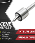 MT2 60 Degree Live Center With 0.0002 Inch Runout, 18mm Shank, 55-60 HRC Hardness for lathe applications, front view