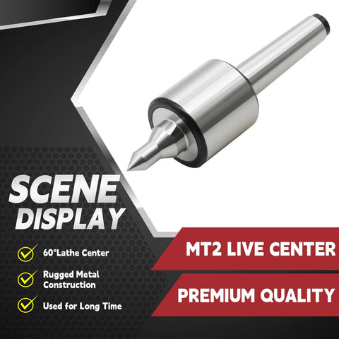 MT2 60 Degree Live Center With 0.0002 Inch Runout, 18mm Shank, 55-60 HRC Hardness for lathe applications, front view