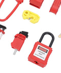 All In One Electrical Lockout Tagout Kit With 8 Locks And 6 Hole Hasp, Nylon PA Circuit Breaker Lockout Devices, red padlock