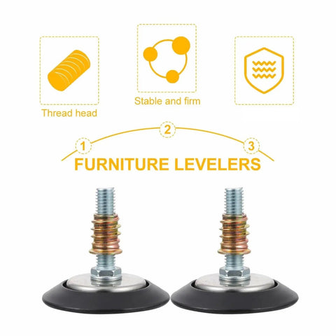 Adjustable Leveling Pads For Cabinets And Furniture, Heavy Duty Feet With T-Nut Slides, 10 Pack, Threaded Levelers, product features