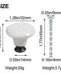 Size diagram for Eight Vintage Ceramic Knobs Set With Screws For Dresser Cabinet Drawer Doors Retro Floral Pulls