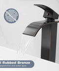 Vessel Sink Faucet Modern Waterfall In Oil Rubbed Bronze For Single Hole Install One Handle Vanity Bath Tap With Pop Up Drain No Overflow Easy Install Durable Brass Construction And Elegant Matte Finish