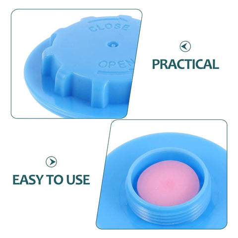 Close-up of blue valve plug and sealing cap from 20 Pack Vacuum Bag Valve Plug Set for Leakproof Sealing.