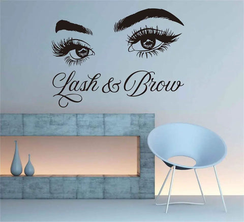 Eyelash Extension Wall Decal For Beauty Salon Makeup Room Self Adhesive Vinyl Sticker 60x84cm Waterproof Removable Black LL300