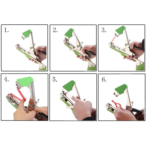 Step-by-step use of Plant Tying Gun For Grapes Raspberries Tomatoes Vining Vegetables With 10000 Staples And 20 Rolls Tape Plus Replacement Blade