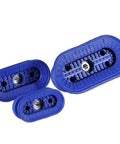 Premium Industrial 60 By 30 NBR Oval Pneumatic Suction Cup For Manipulator Systems, three sizes of blue rubber grippers.