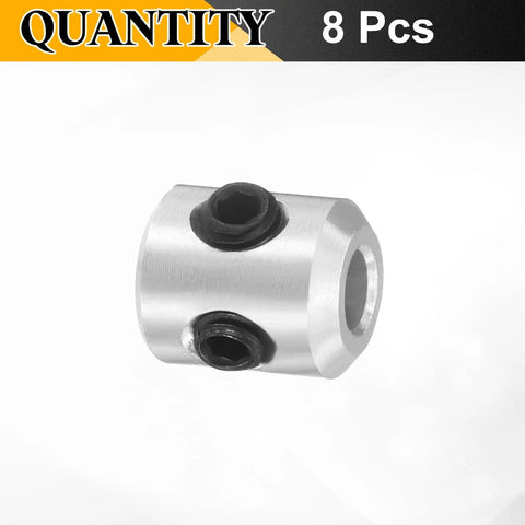 Eight Piece Set Screw Shaft Collars 3mm Bore 7mm Outside Diameter 8mm Thickness Aluminum 6061 Alloy Axle Collar Clamp