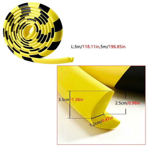 Self Adhesive L Shaped Foam Corner Protector High Density Anti Collision Edge Guard With Yellow Warning for Garage in 3m and 5m lengths