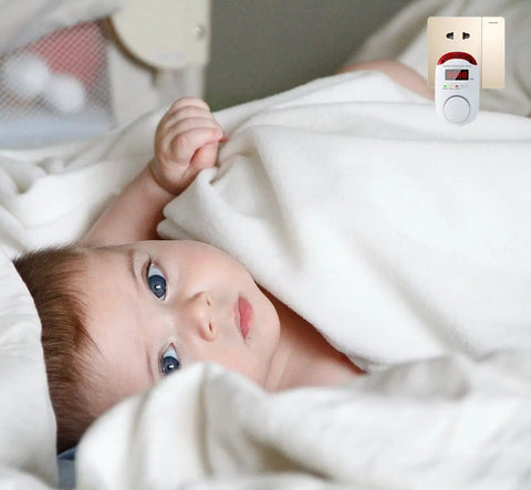 Portable Carbon Monoxide Detector 2 Pack For Travel And Home Plug In Wall With LED Digital Display Voice Alert near baby in bed