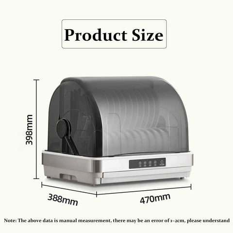 Savage Clean 42L Portable Desktop Tableware Sanitizer Cabinet With Four Speed UV Drying And Hot Air Cycle For Kitchen Countertop, size 388mm x 470mm x 398mm.