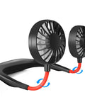 Portable Neck Fan Hands Free Wearable Neckband USB Rechargeable Dual Head Fan With 360 Degree Rotation 3 Speeds Foldable And Lightweight
