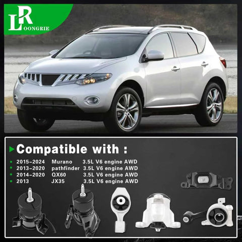 Heavy Duty Engine And Transmission Mount Kit For 2013 To 2024 Murano, 2013 To 2020 Pathfinder, 2014 To 2020 QX60, And 2013 JX35 3.5L V6 AWD