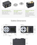 30Kg Serial Bus Servo with nylon case, metal gears, and encoder, mechanical design, and dimensions for robotic control systems.