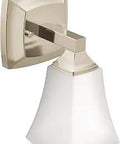 Voss YB5161NL 1 Light Dual Mount Vanity Fixture In Polished Nickel With Frosted Glass, sectional view showing polished finish