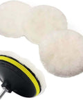 6 Inch Wool Polishing Pad Kit with backer pad and M14 drill adapter for drill buffers. Includes four thick wool pads for auto detailing.