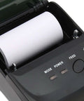 Blazing Fast 58mm Thermal Label Printer, Compact Desktop Receipt Machine showing open compartment with thermal paper.