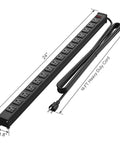 Heavy Duty 16 Outlet Metal Power Strip With 10 Foot Extension Cord Built To Handle Heavy Load Wall Mountable Industrial Grade Tough Build