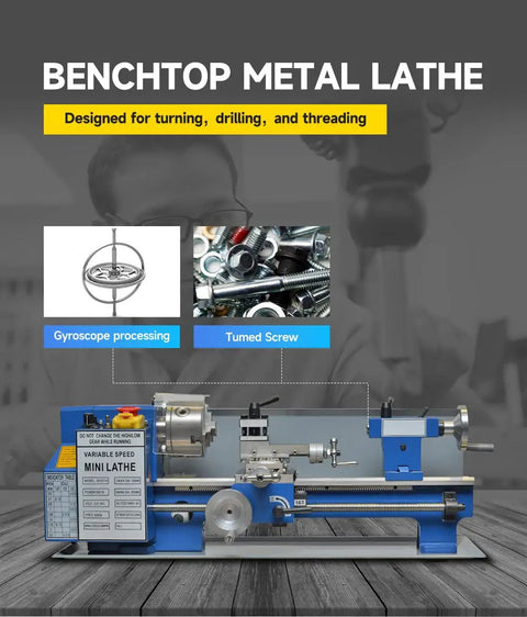 Heavy Duty Mini Metal Lathe 7X12 Inch With Smooth Variable Speed Range From 50 To 2500 Rpm. Compact Benchtop Design Delivers Tight Turns On Steel Brass And Aluminum. A Badass Shop Essential For Weekend Mechanics Demanding Reliable Precision And Raw