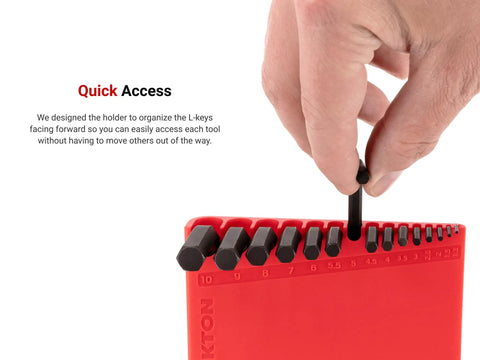 Grab And Go Hex L Key Holder For 1.3 To 10 Millimeter L Keys With Quick Access Front Facing Design shown in use