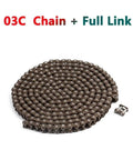 Heavy Duty 03C Roller Chain With Connector Links For Industrial Transmission, 1 meter, carbon steel, smooth surface.