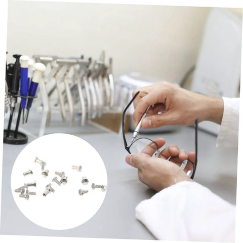 Eyeglasses Repair Kit With Replacement Screws And Screwdriver For Sunglasses And Glasses Quick DIY Fix Toolkit shown in use