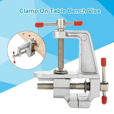 Ultra Portable Aluminum Mini Vise Clamp for Jewelry Making and Small Repairs on Your Workbench with Easy Adjustable Precision