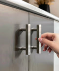 Hand opening cabinet with 10 Pack Brushed Nickel Square Body Cabinet Pulls 64mm Hole Center 2.5 Inch Center To Center Stainless Steel Drawer Pulls