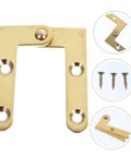 Rotatable Copper Pivot Door Hinges Set for Hidden Doors, showing components and screws for cabinets and attic ladders