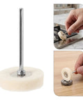 Whip Your Stainless Steel Kitchen Sink Or Metal Hardware Into Shape With This Hella Flexible Mini Polishing Brush Set showing a wool polishing brush in use.