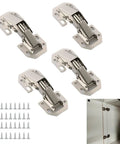 Four Inch Surface Mount Concealed Cabinet Hinges 4 Pack With Screws For Frameless Kitchen Cabinets Slick 90 Degree Spring Hidden Hinges For Cupboard Wood Box Durable Cold Rolled Steel Easy Install