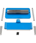 12 Inch Press Brake Attachment For Hydraulic Shop Presses, blue steel construction and parts showcased.