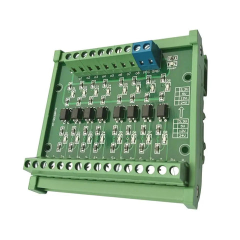 8 Channel Optocoupler Relay Module Isolated 24V To 5V, PLC PNP Signal Converter with 20KHz Isolation, visible power LEDs