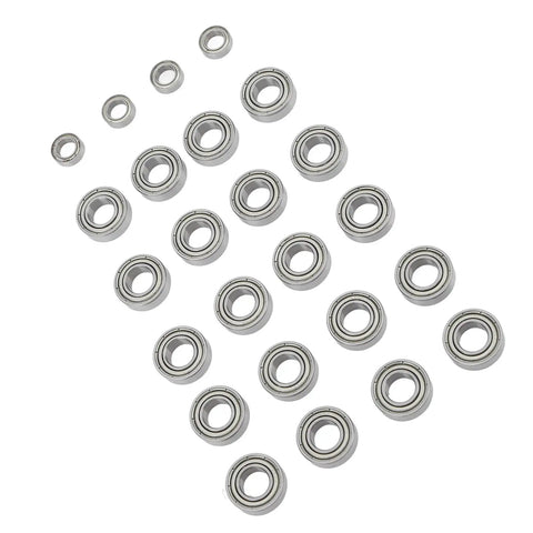 One Eighth Scale RC Ball Bearing Kit In Steel For A Serious Speed Upgrade, Ultra Smooth Wheel Hub Bearings With Low Friction For 08421 08423 08425 08426 08427 08428 9020, Built Tough, Precision Engineered For Maximum Speed; 24 mixed size steel bearings